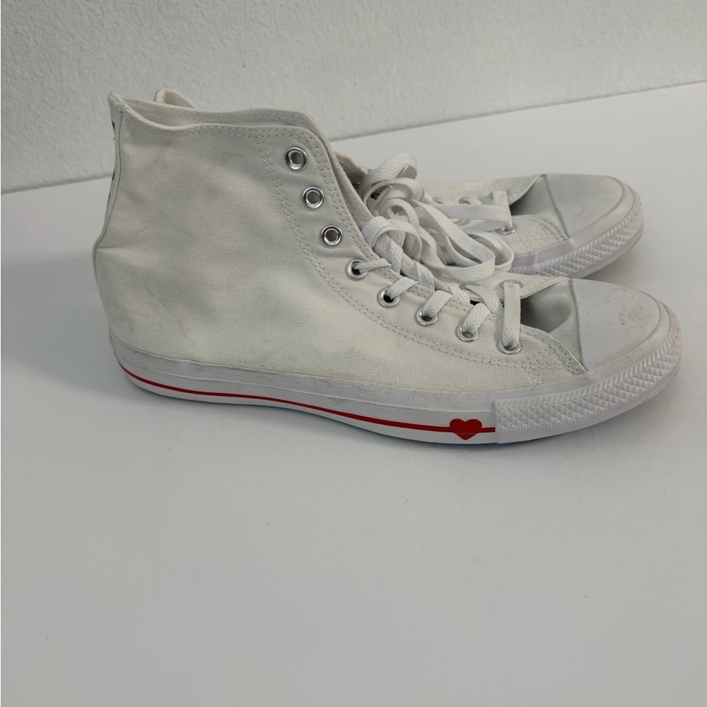 Converse "Fear Love" Chuck Taylor All Stars High Top White Red Sz 9.5M/11W New